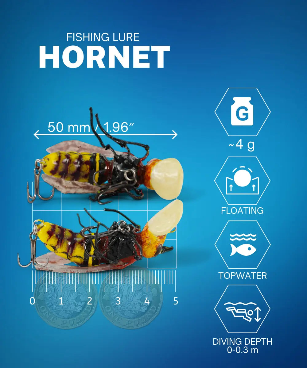 Hornet Topwater Fishing Lure 4g 50-F, Quiblix Hard Plastic Floating Fishing Lures for Bass Trout Salmon Steelhead Perch Swimbaits for Freshwater or Saltwater