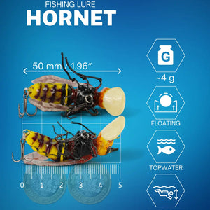 Hornet Topwater Fishing Lure 4g 50-F, Quiblix Hard Plastic Floating Fishing Lures for Bass Trout Salmon Steelhead Perch Swimbaits for Freshwater or Saltwater